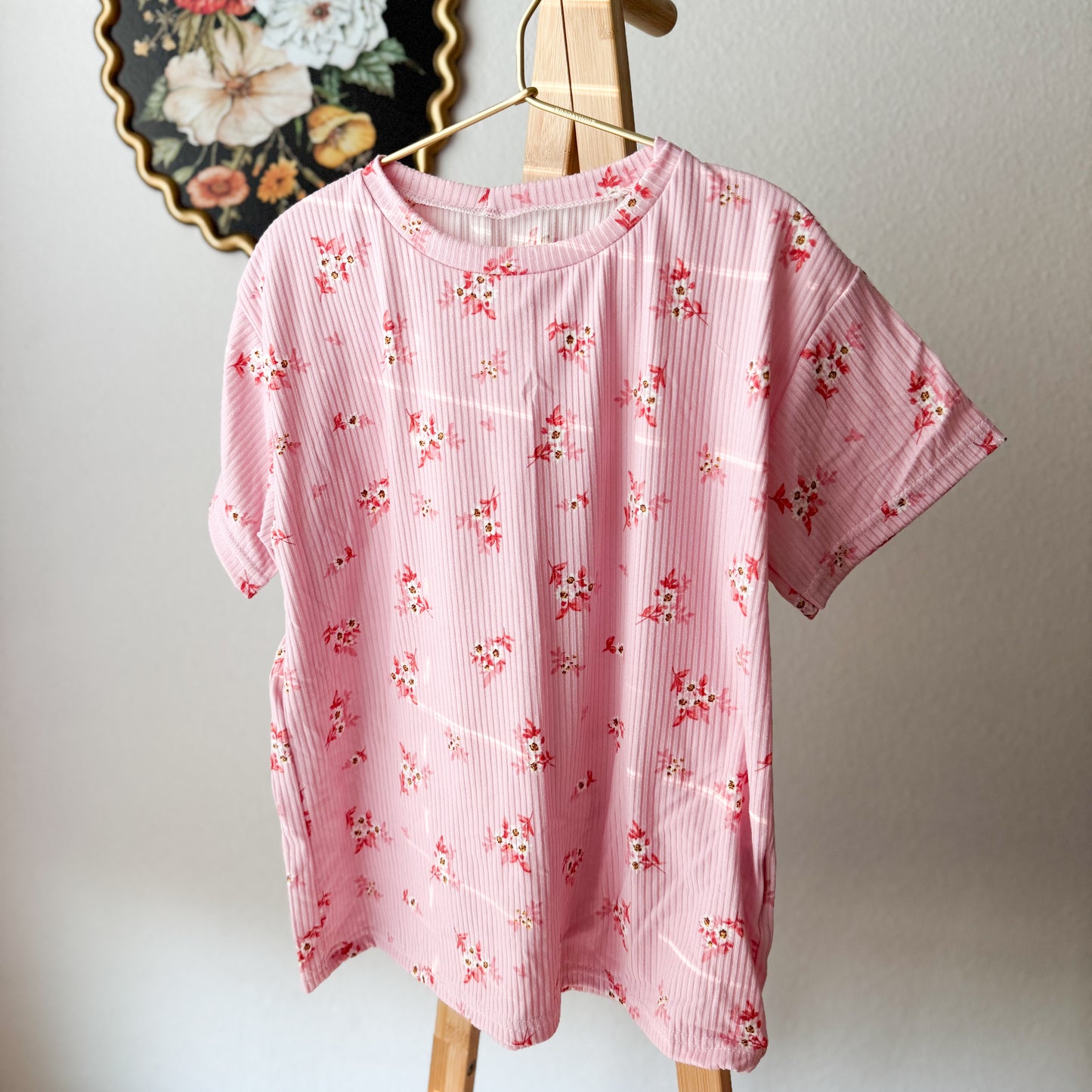 Pink Floral Tee Dresses