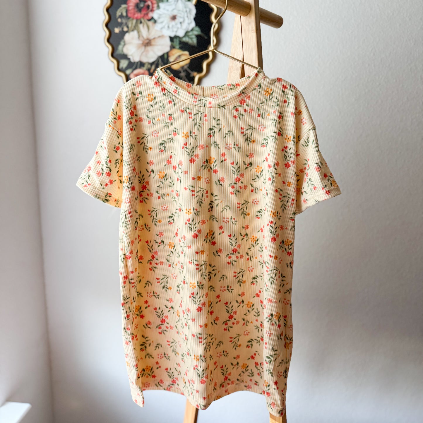Yellow Floral Tee Dresses